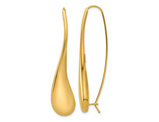 14K Yellow Gold Puffed Teardrop Wire Threader Earrings